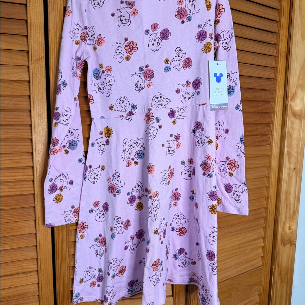 Disney Pink Cotton Dress with Floral Design